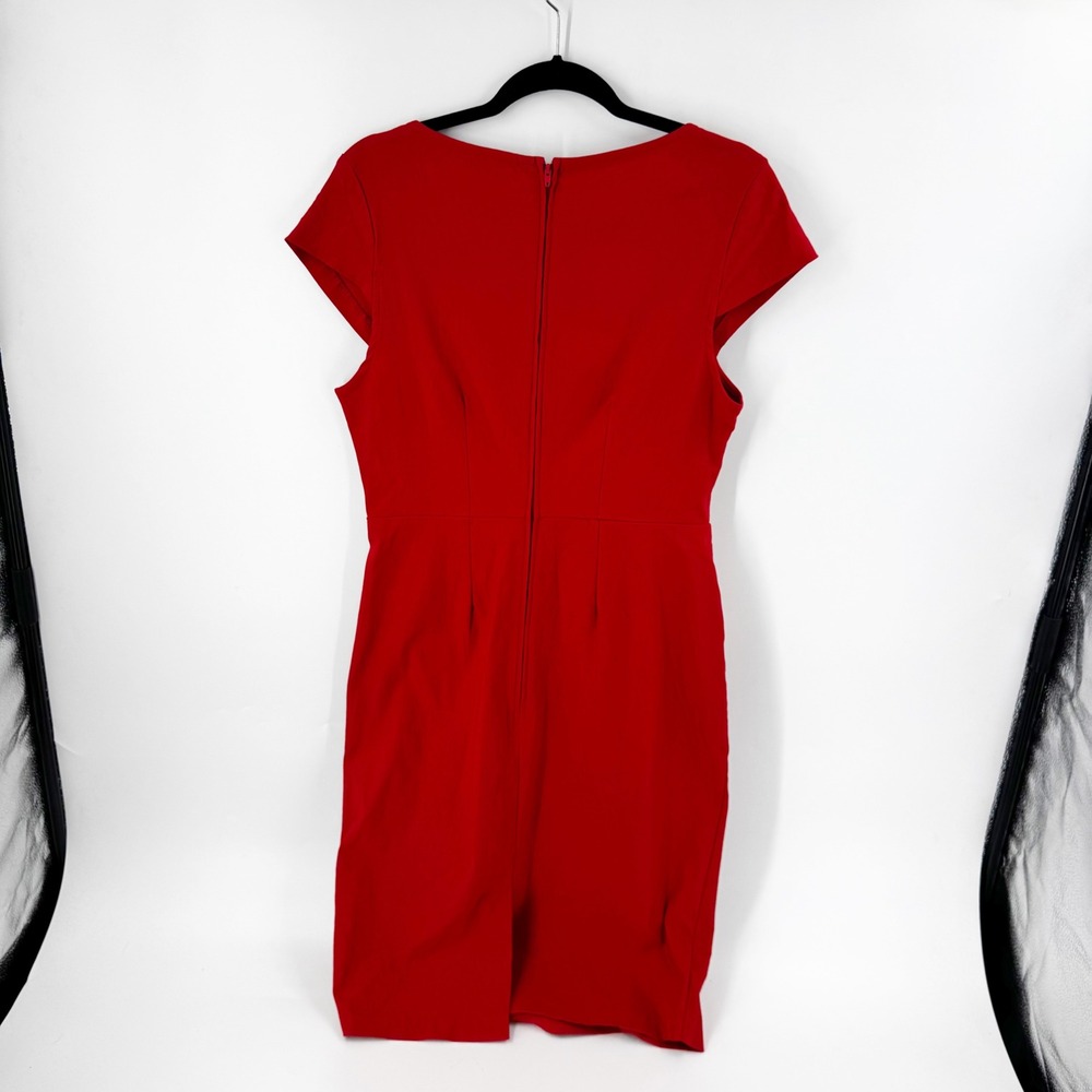 ModCloth Red Cutout Sweetheart Sheath Dress Plus Size 1X Cap Sleeve Ruched - Picture 6 of 6